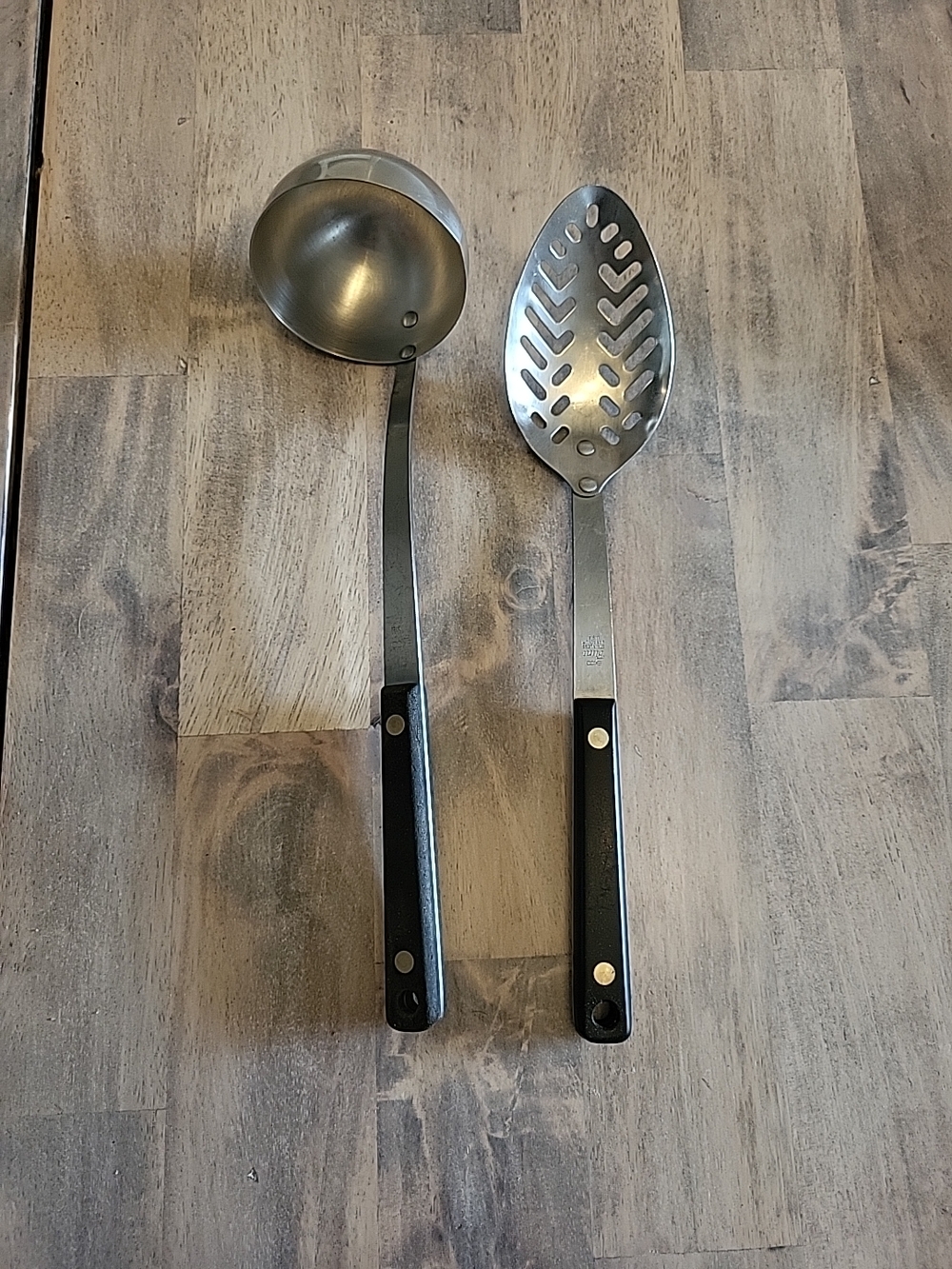 Vintage Ecko Flint Utensil Lot of 2, Slotted Spoon And Ladle, Stainless Steel